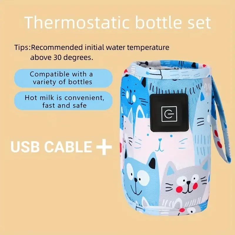 USB Portable Bottle Warmer for Milk & Water - with Travel Insulated Bag