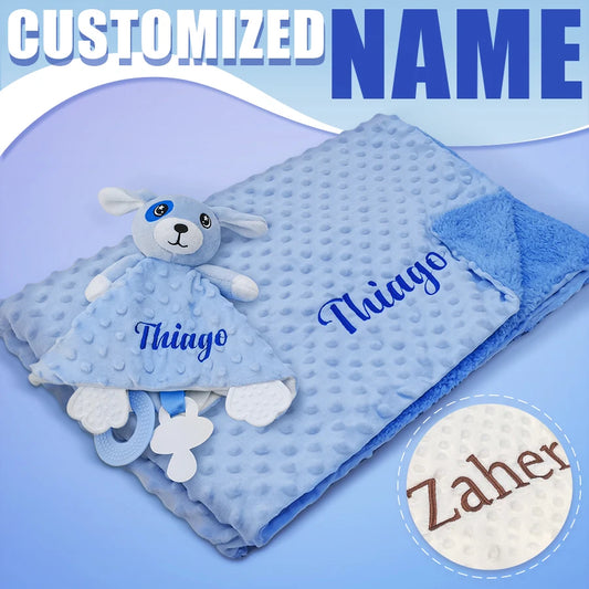 Personalized Baby Name Blanket - 2-in-1 Soft Blanket & Comforter, Perfect Baby Shower Gift