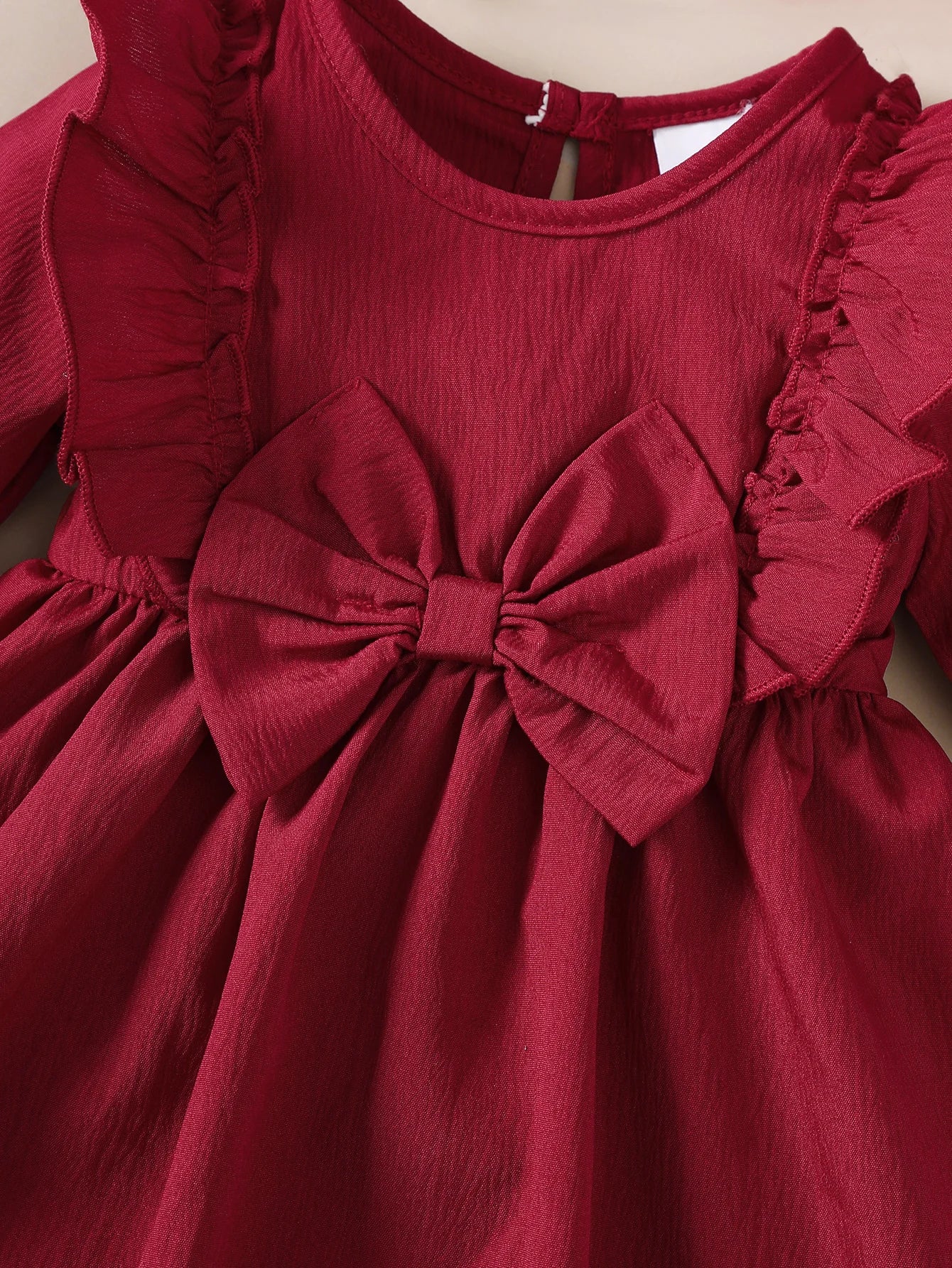 Baby Girl Autumn Dress with Ruffles & Bow + Headband, Long Sleeve, 0-18 Months